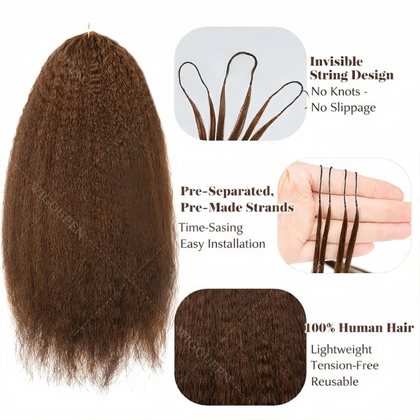 Wig Queen Yaki Straight Remy Human Hair Crochet Bundles