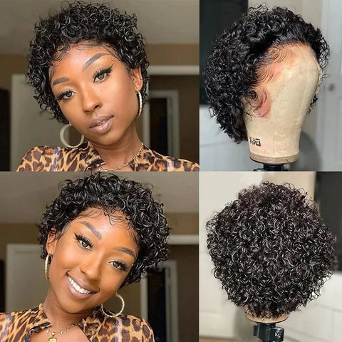 AHJF Brazilian Pixie Cut Remy Human Hair Wig