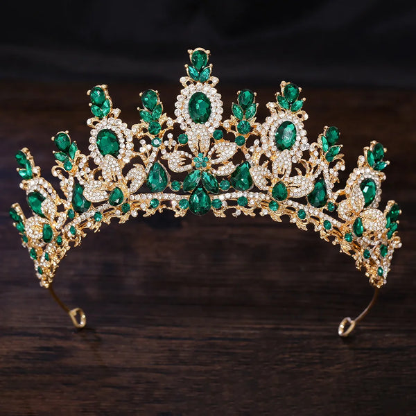 George Black Baroque Luxury Water Drop Flower Bridal Tiara