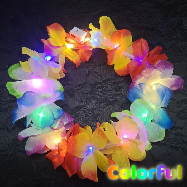 LED Hawaiian Floral Light Up Flower Crown (Bulk Buy)
