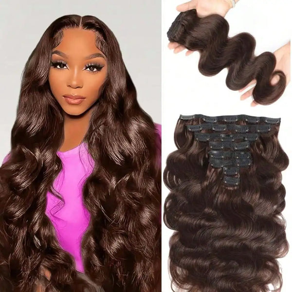 Yeslestm Brazilian Clip in Virgin Body Wave Hair Extensions