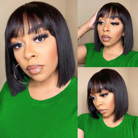 Wiggogo 3X1 Middle Part Lace Bob Human Hair Wig