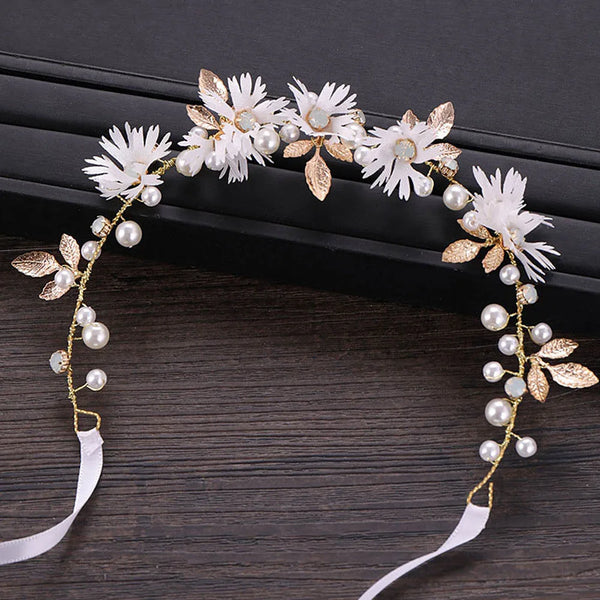 GETNOIVAS Bridal Flower Ribbon Headband