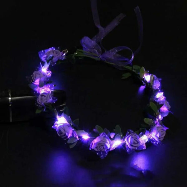 LED Light Foam Rose Flower Tiara Headband