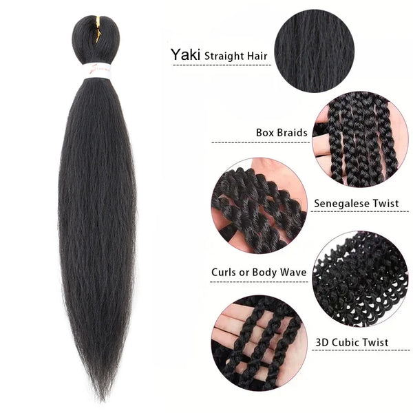 Wigsin 20Inch Synthetic Pre Stretched Yaki Straight Hair Bundles