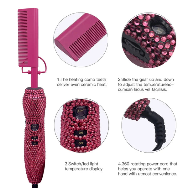 CMYS 2 in 1 Electric Heating Comb with Rhinestones