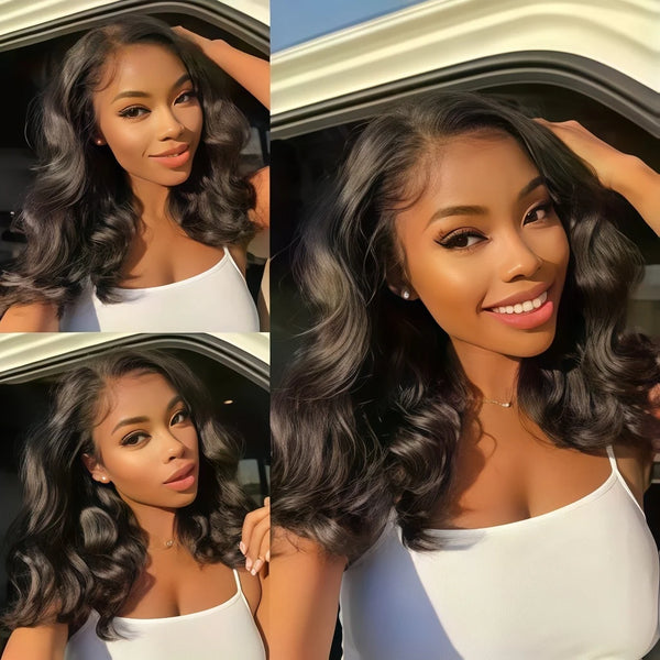 OKVOKV Brazilian Short Body Wave Bob Human Hair Wig