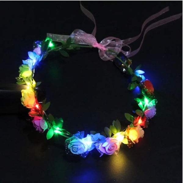 LED Light Foam Rose Flower Tiara Headband