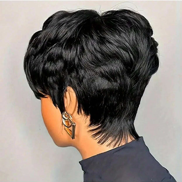 Synthetic Pixie Cut Wig with Bangs
