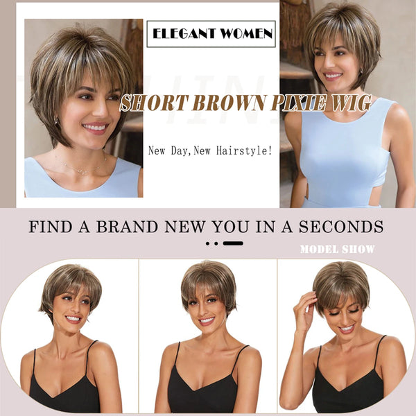 Allaosify Synthetic Pixie Cut Wig