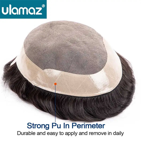 Ulamaz Indian Men's 100% Human Capillary Hair System