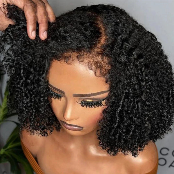 DC Hair Malaysian Bob Kinky Curly Human Hair Frontal Wig