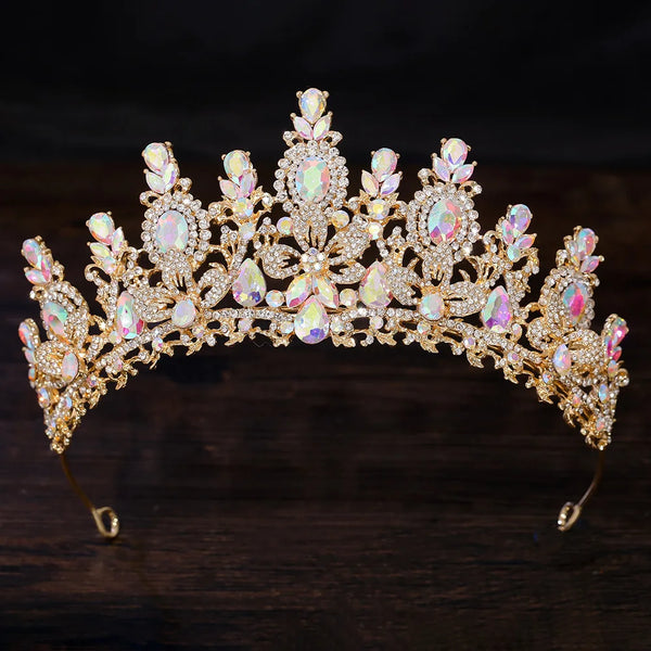 George Black Baroque Luxury Water Drop Flower Bridal Tiara