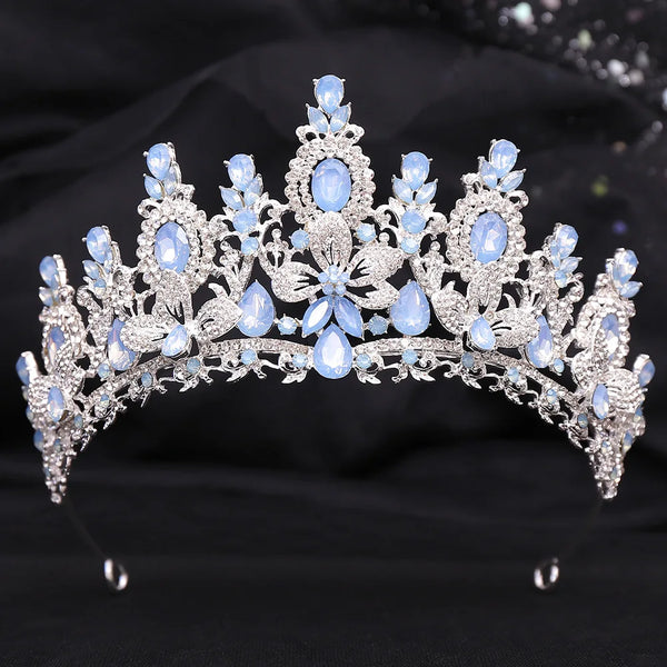 George Black Baroque Luxury Water Drop Flower Bridal Tiara
