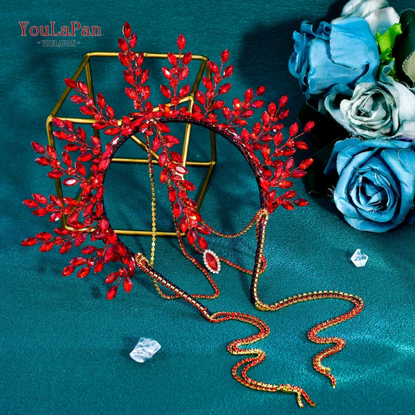 YouLaPan Handmade Rhinestone Wedding Crown Headband