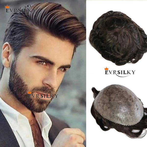 Eversilky Remy Human Hair Natural Hairline Super Durable Men's Toupee