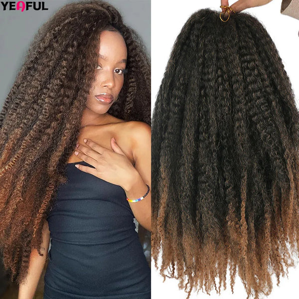 Yeaful 18 Inch Synthetic Pre Looped Marley Twists Crochet Hair