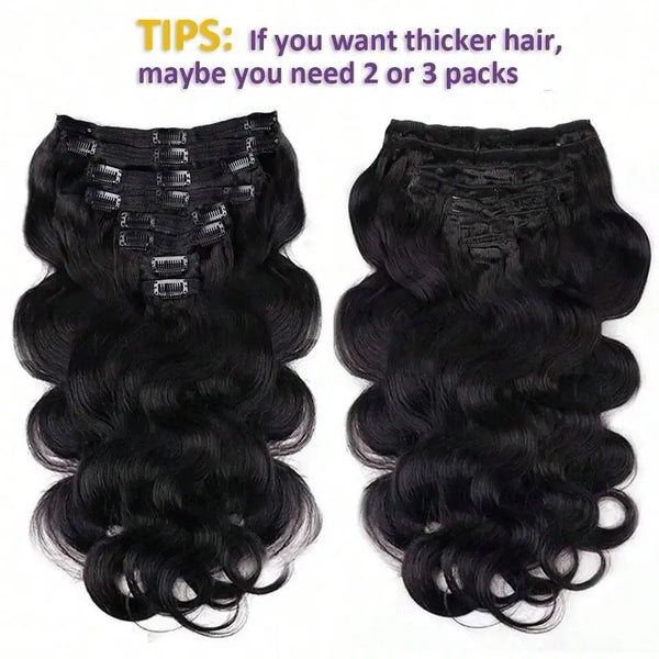 Yeslestm Brazilian Clip in Virgin Body Wave Hair Extensions