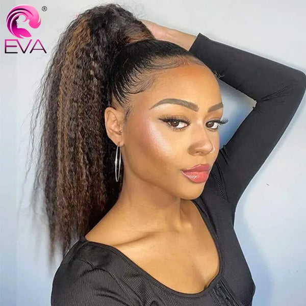 Eva Brazilian Pre Plucked Yaki Remy Human Hair Lace Frontal Wig
