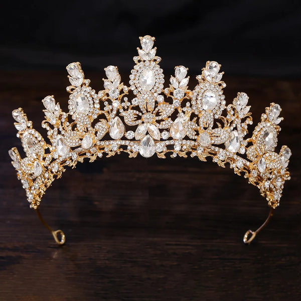 George Black Baroque Luxury Water Drop Flower Bridal Tiara