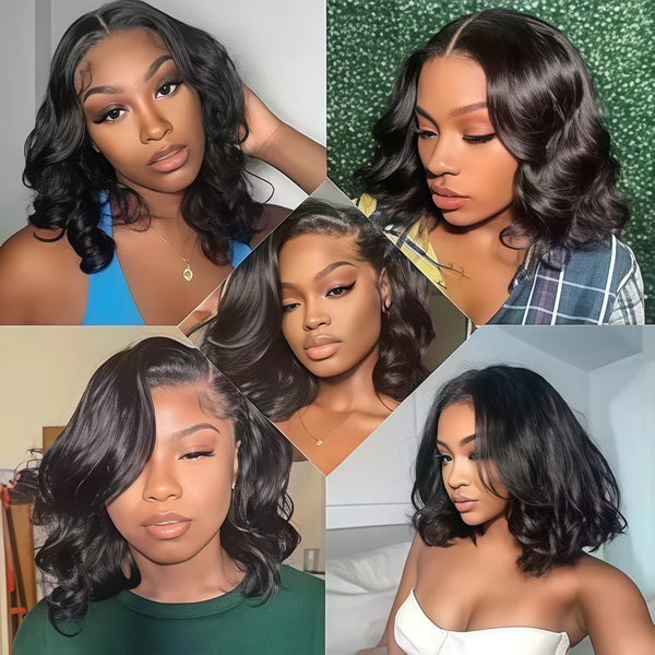 OKVOKV Brazilian Short Body Wave Bob Human Hair Wig