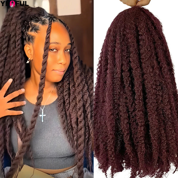 Yeaful 18 Inch Synthetic Pre Looped Marley Twists Crochet Hair