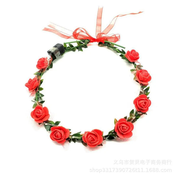 LED Light Foam Rose Flower Tiara Headband