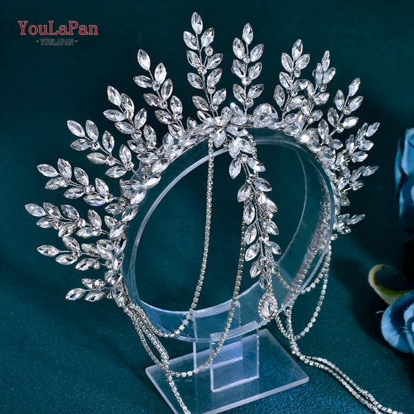 YouLaPan Handmade Rhinestone Wedding Crown Headband