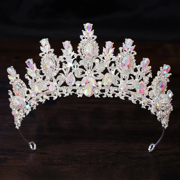 George Black Baroque Luxury Water Drop Flower Bridal Tiara
