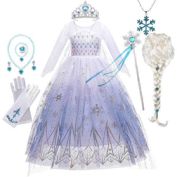 Disney Frozen 2 Elsa Cosplay Tiara/Ponytail/Costume