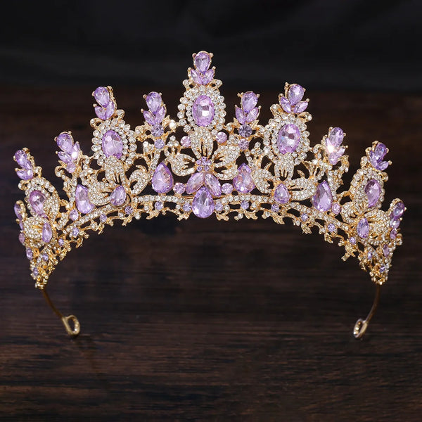 George Black Baroque Luxury Water Drop Flower Bridal Tiara
