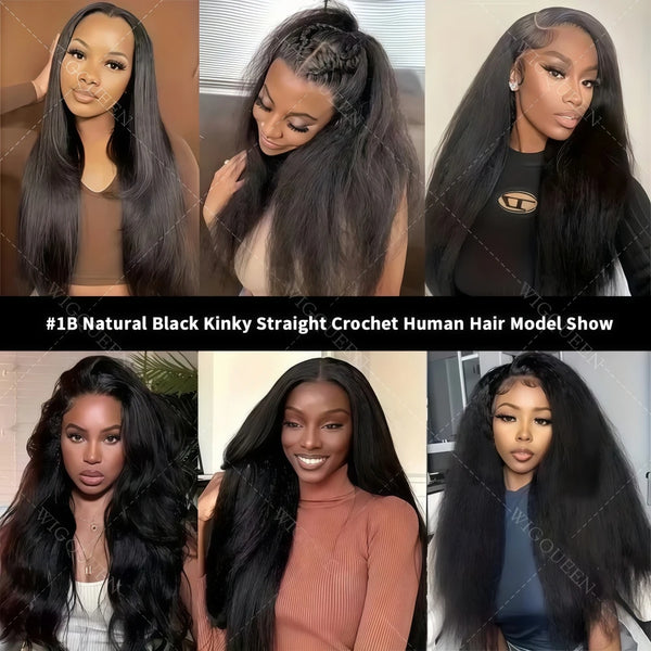 Wig Queen Yaki Straight Remy Human Hair Crochet Bundles