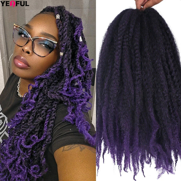 Yeaful 18 Inch Synthetic Pre Looped Marley Twists Crochet Hair
