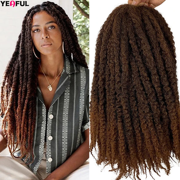 Yeaful 18 Inch Synthetic Pre Looped Marley Twists Crochet Hair