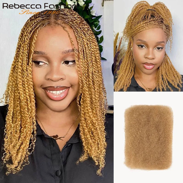 QVR Afro Kinky Bulk Three Colors P4/30/27 Human Hair For Braiding Dreadlock Hair 50g Per Pack Virgin Remy Human Hair Extensions