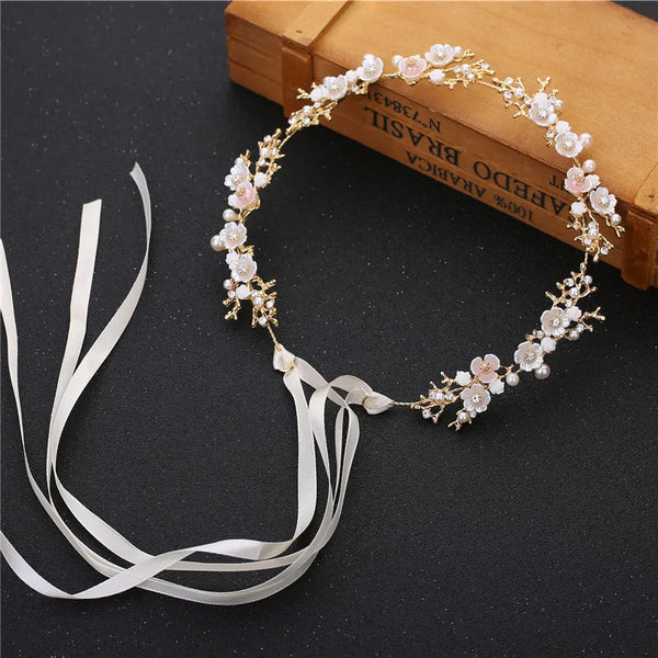 GETNOIVAS Bridal Flower Ribbon Headband