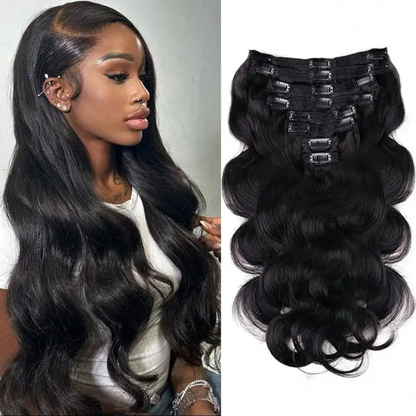 Yeslestm Brazilian Clip in Virgin Body Wave Hair Extensions