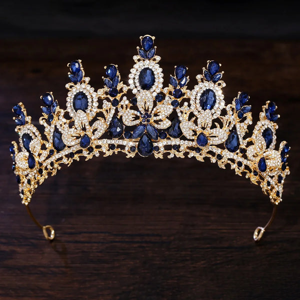 George Black Baroque Luxury Water Drop Flower Bridal Tiara