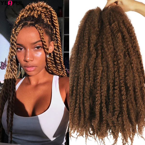 Yeaful 18 Inch Synthetic Pre Looped Marley Twists Crochet Hair