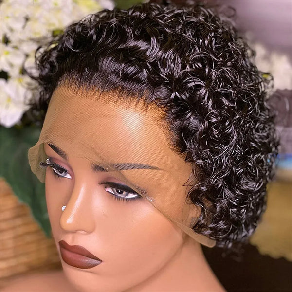 OYM Hair Brazilian Water Wave Pixie Cut Remy Human Hair Wig
