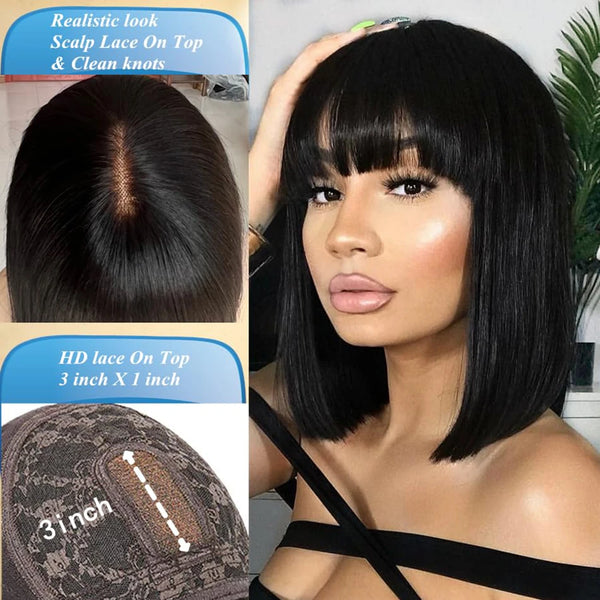 Wiggogo 3X1 Middle Part Lace Bob Human Hair Wig