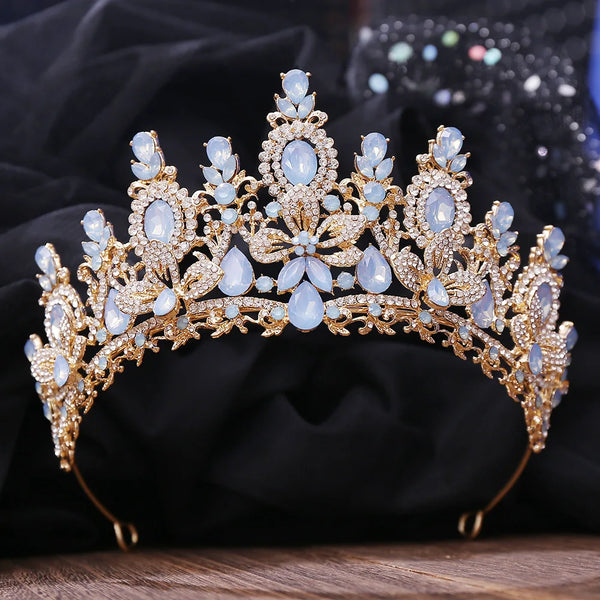 George Black Baroque Luxury Water Drop Flower Bridal Tiara