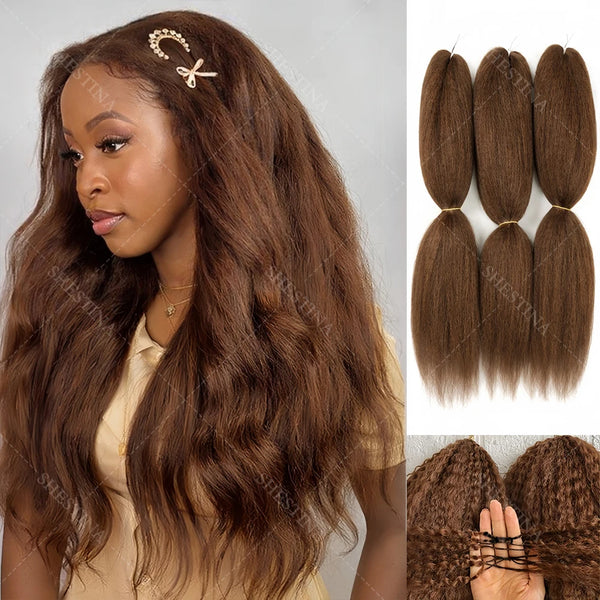 Wig Queen Yaki Straight Remy Human Hair Crochet Bundles