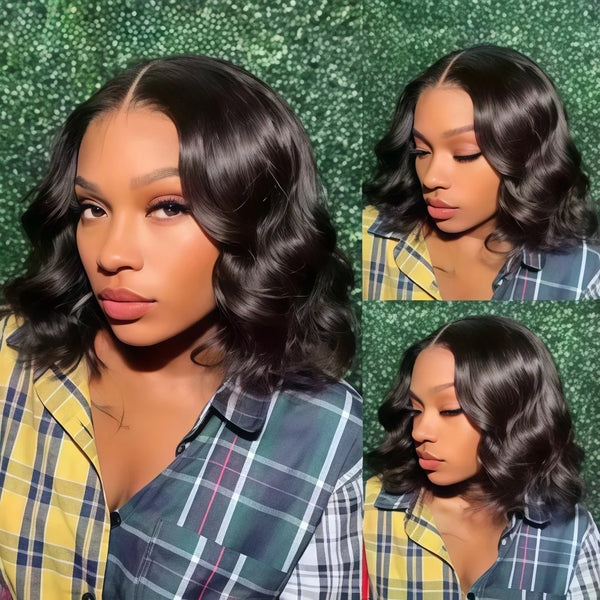OKVOKV Brazilian Short Body Wave Bob Human Hair Wig