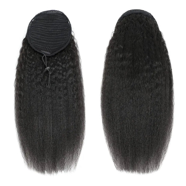 SerenaStar Brazilian Kinky Straight Drawstring Remy Human Hair Ponytail