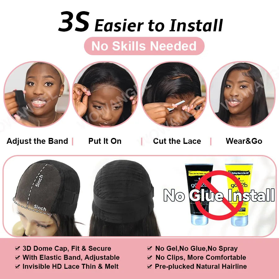 WowAngel Brazilian HD Glueless Highlight Body Wave Wig
