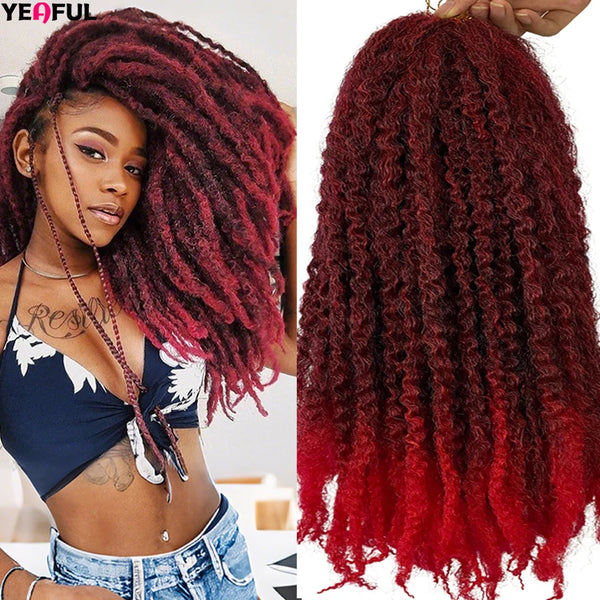 Yeaful 18 Inch Synthetic Pre Looped Marley Twists Crochet Hair