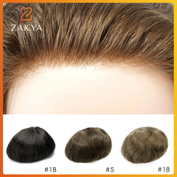 Zakya Invisible Knot Thin Skin Natural Hairline Men's Toupee