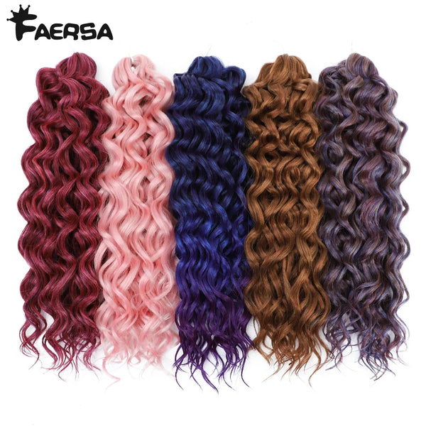 Faersa Synthetic Deep Wavy Twist Colorful Crochet Hair