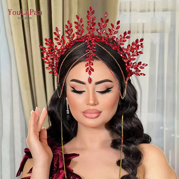 YouLaPan Handmade Rhinestone Wedding Crown Headband